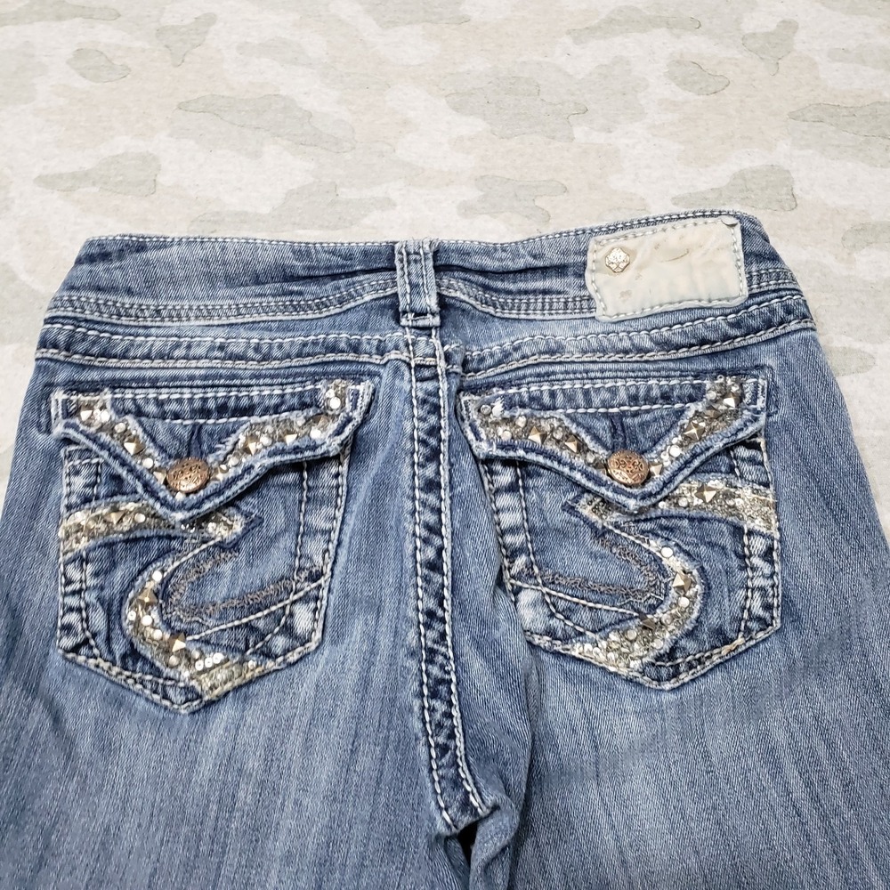Silver‎ Jeans Womens 26x35 Blue Suki Bootcut Embroidered Denim Medium Wash